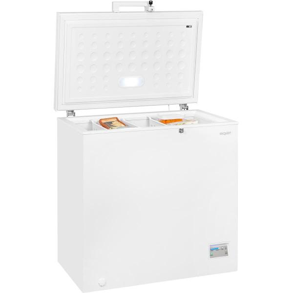 Exquisit GT200-HE-040C Stand Gefriertruhe, 103 cm breit, 198 L, LED Beleuchtung, 2 Körbe, Schnellgefrierfunktion, weiß