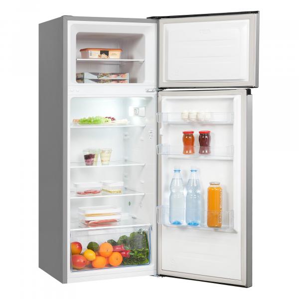ARDEBO.de Exquisit KGC270-45-010E Stand Kühl-Gefrierkombination, 55 cm breit, 206 L, LED Beleuchtung, silber