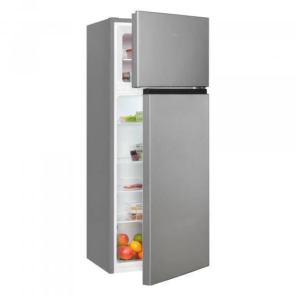 Exquisit KGC270-45-010E Stand Kühl-Gefrierkombination, 55 cm breit, 206 L, LED Beleuchtung, silber