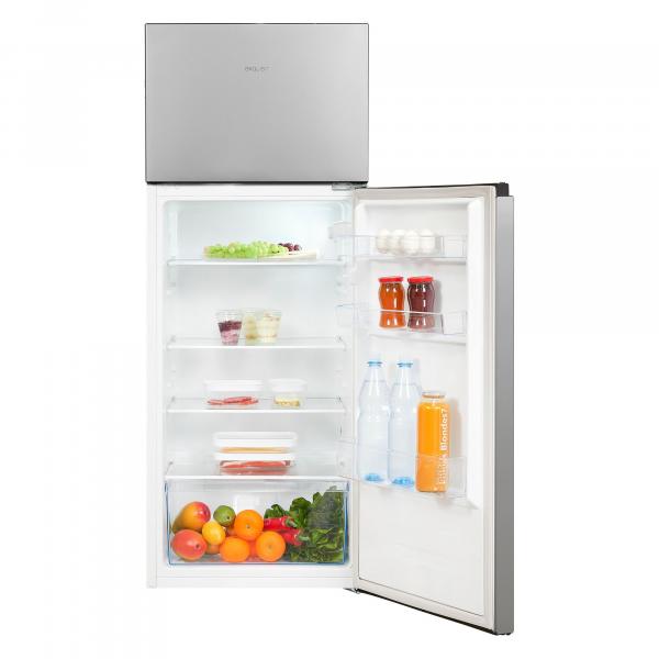 Exquisit KGC270-45-010E Stand Kühl-Gefrierkombination, 55 cm breit, 206 L, LED Beleuchtung, silber