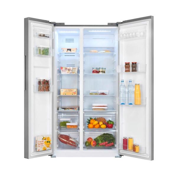 Exquisit SBS560-050D Side by side Kühlschrank, 91,2cm breit, 562L, NoFrost, Digitale Kontrolle, LED-Beleuchtung, Umluftventilator, inoxlook