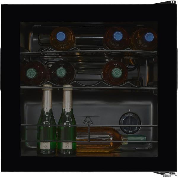ARDEBO.de Exquisit WS1-12-GTE-030G Stand Weinkühlschrank, 48 cm breit, 14 Standardweinflaschen, Türanschlag wechselbar, Temperatureinstellung, schwarz