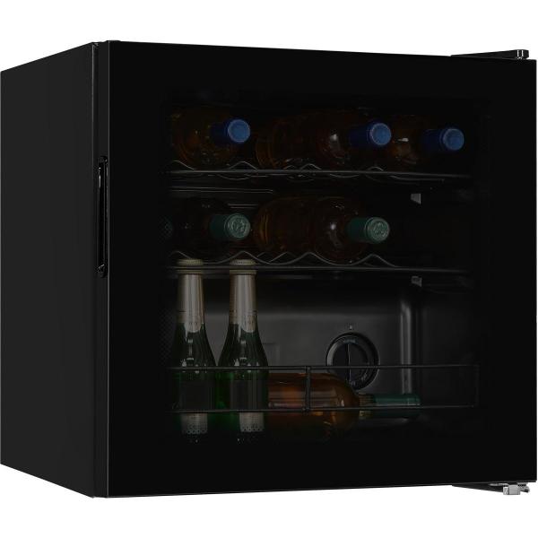 Exquisit WS1-12-GTE-030G Stand Weinkühlschrank, 48 cm breit, 14 Standardweinflaschen, Türanschlag wechselbar, Temperatureinstellung, schwarz