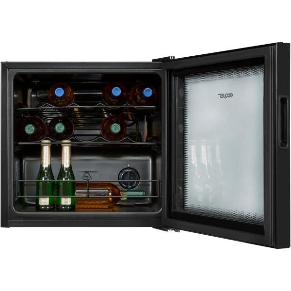 Exquisit WS1-12-GTE-030G Stand Weinkühlschrank, 48 cm breit, 14 Standardweinflaschen, Türanschlag wechselbar, Temperatureinstellung, schwarz