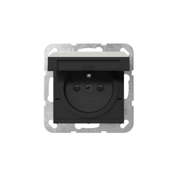 ARDEBO.de Gira 4488600 Steckdose mit Erdungsstift, 16A 250V~, Klappdeckel und Shutter, System 55, Edelstahl