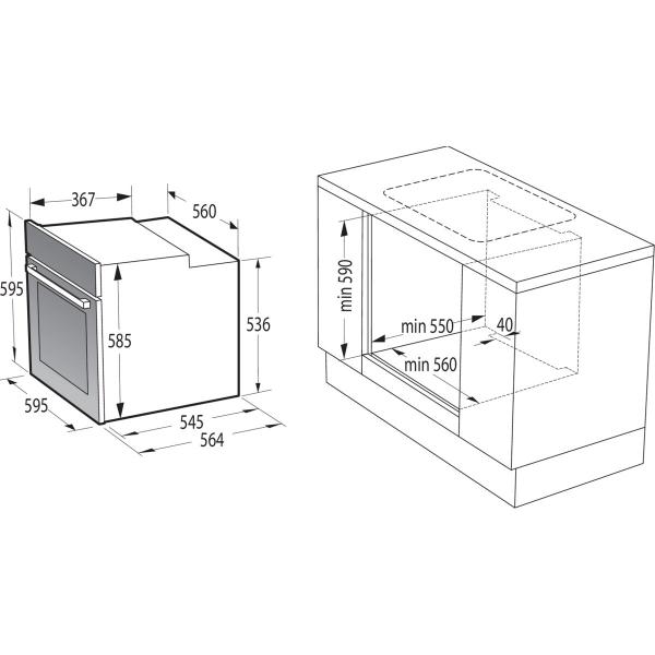 Gorenje BCS6737E06X+ECD643BX Einbau-Herset mit Glaskeramikkochfeld (BCS6737E06X+ECD643BX), 60cm breit, Heißluft mit Dampf, Pizza Funktion, Edelstahl/Schwarz