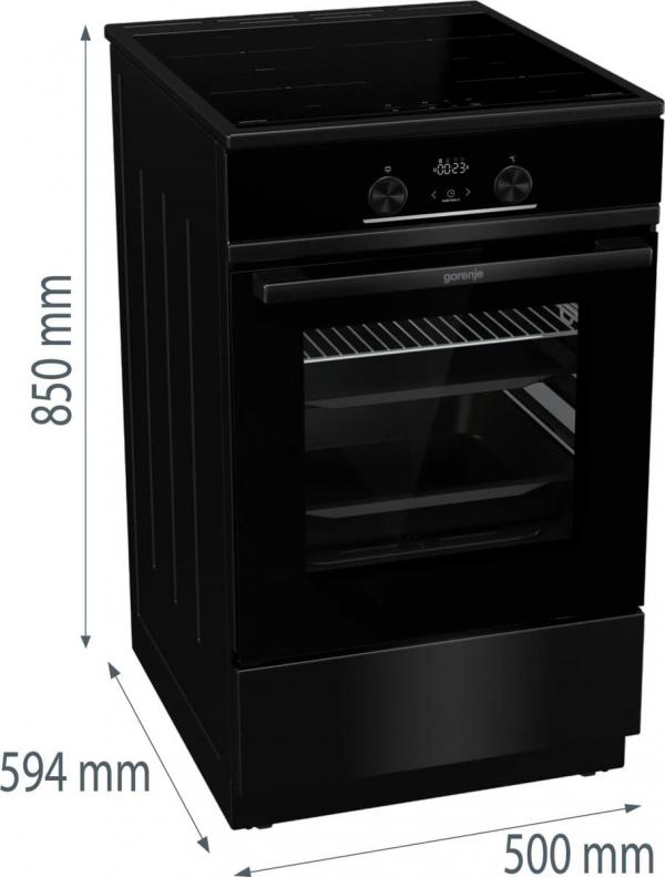 Gorenje GEIT5C60BPG Stand Elektroherd mit Induktionskochfeld, 50 cm breit, 70 L, Pizza-Funktion, FrozenBake, AirFry, Kindersicherung, TouchControl, schwarz