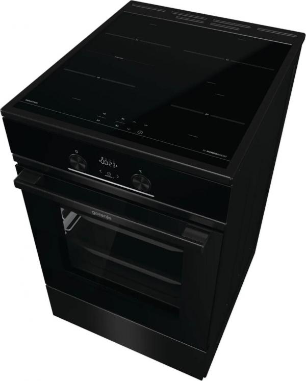 Gorenje GEIT5C60BPG Stand Elektroherd mit Induktionskochfeld, 50 cm breit, 70 L, Pizza-Funktion, FrozenBake, AirFry, Kindersicherung, TouchControl, schwarz