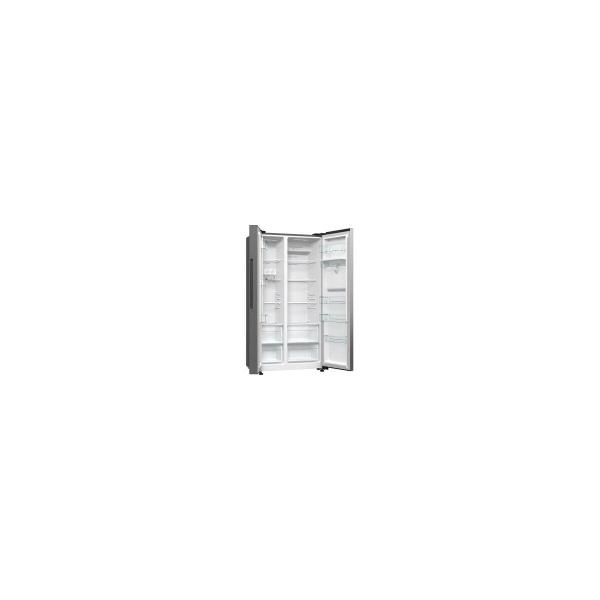 Gorenje NRR9185DAXLWD Stand Side-by-Side Kombination, 91,5 cm breit, 547 L, NoFrost Plus, FastFreeze, TwistIce, grau metallic strukturiert