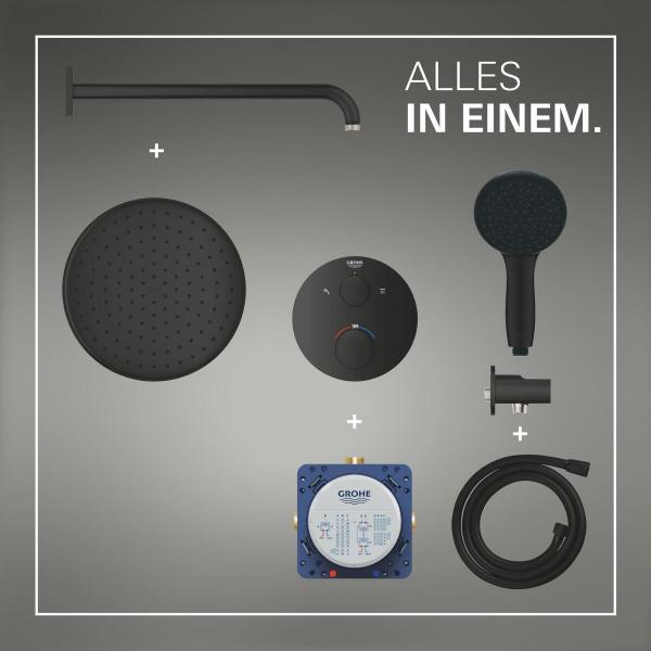 GROHE Precision Thermostat Duschsystem, Unterputz, Quickfix, mit Vitalio Start 250, mattschwarz (348832430)