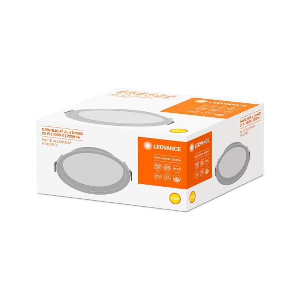 LEDVANCE DL ALU DN 200 WT Downlight Alu 25W, 3000K, IP44/IP20