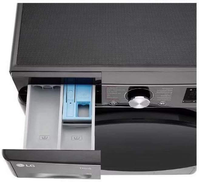 LG F4WR709YB 9 kg Frontlader Waschmaschine, 60 cm breit, 1400 U/Min, Kindersicherung, WIFI, AI DD, Zeitverzögerung, Platinum Black