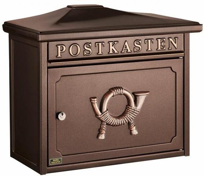 ARDEBO.de Burg Wächter Sylt 1883 K Stahlblech-Briefkasten, Postfach gegossen, verziert, kupfer (12830)