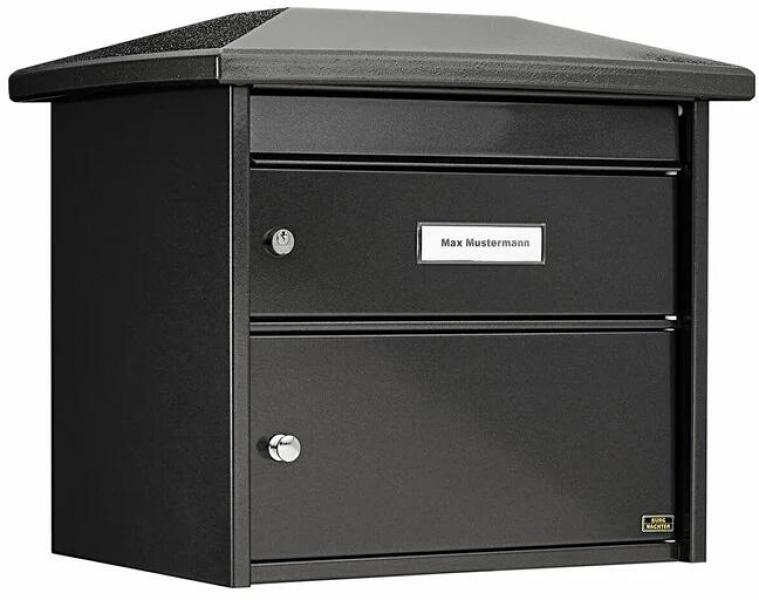 ARDEBO.de Burg Wächter Europa 732 W Großraum-Außenbriefkasten, Komfort-Tiefe, Querformat, Stahl, grau (19850)