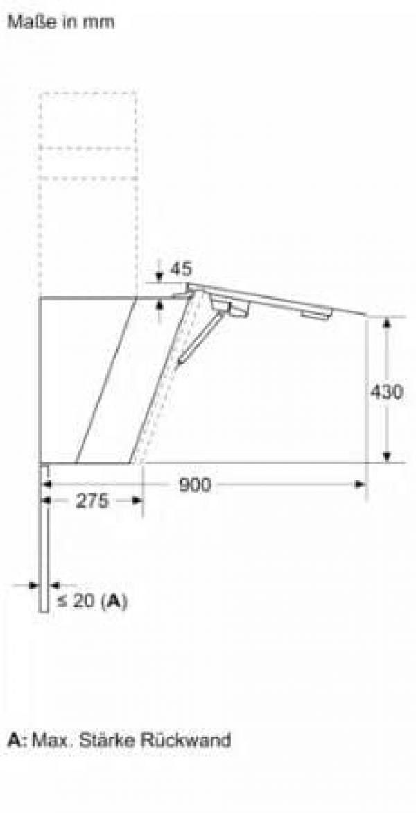 Siemens LC91KLT60 A+ Kopffreihaube, 90 cm breit, 1.007 m³/h, cookConnect System, iQdrive-Motor, Leistung 3-stufig + 2 Intensiv, Klarglas schwarz bedruckt