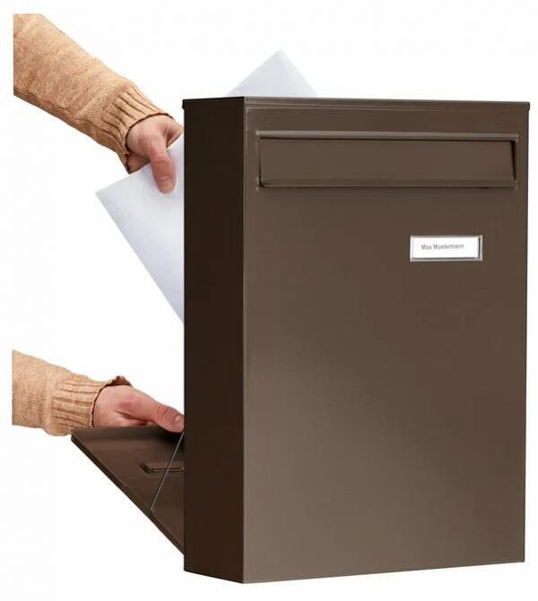 Burg Wächter Leipzig 778 BR Zaunbriefkasten, Öffnungsstopp, Hochformat, Stahl, braun (28920)
