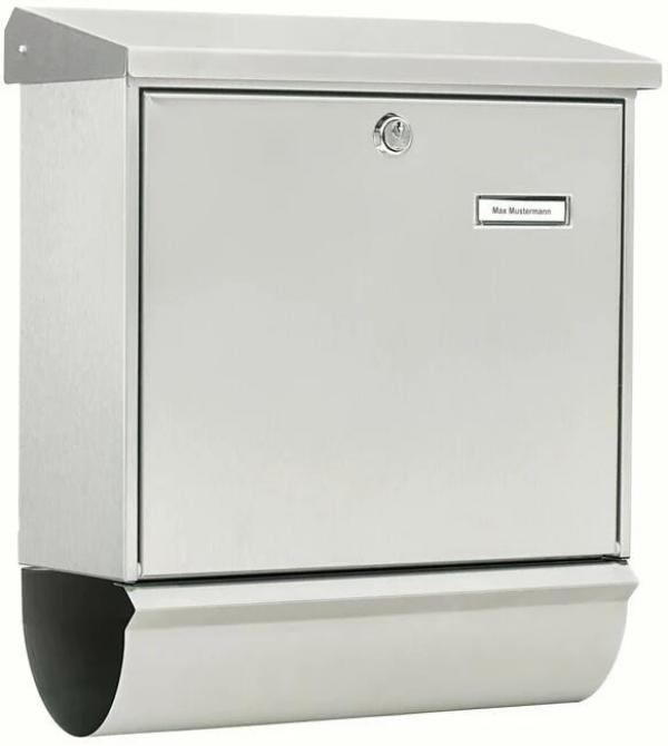 ARDEBO.de Burg Wächter Comfort-Set 39130 Ni Edelstahl-Briefkastenset, Öffnungsstopp, mit Zeitungsfach, Querformat (32680)