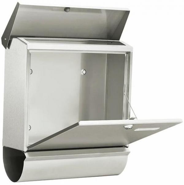 Burg Wächter Comfort-Set 39130 Ni Edelstahl-Briefkastenset, Öffnungsstopp, mit Zeitungsfach, Querformat (32680)