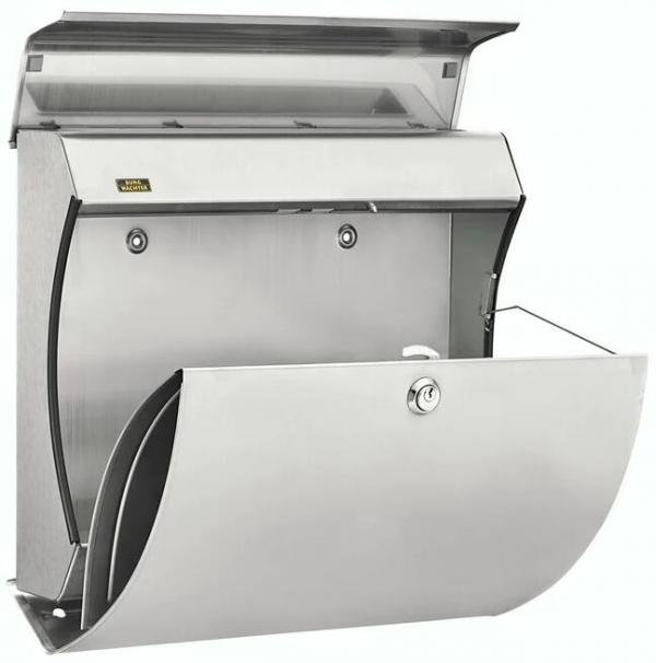 Burg Wächter Verona 3844 Ni Edelstahl-Briefkasten, Querformat, Öffnungsstopp, Zeitungsfach (32500)