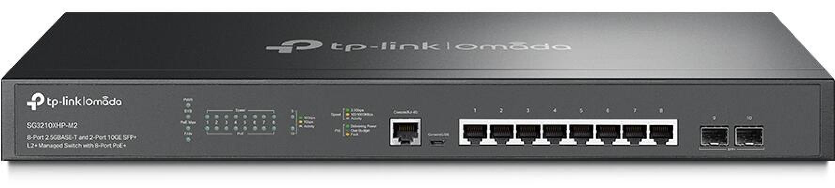 ARDEBO.de TP-Link Omada 8-Port 2.5GBASE-T and 2-Port 10GE SFP+ L2+ Managed Switch with 8-Port PoE+ (SG3210XHP-M2)