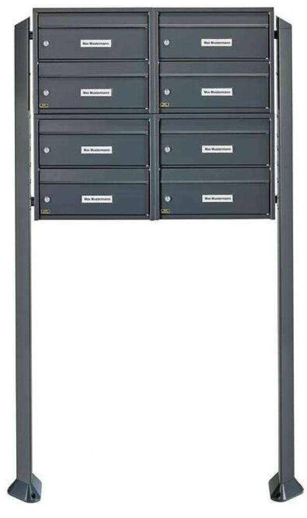 ARDEBO.de Burg Wächter 82124 ANT Dual-Front, 8 in 4x Briefkasten-Anlage, zum Einbetonieren, Stahl, anthrazit (82124)