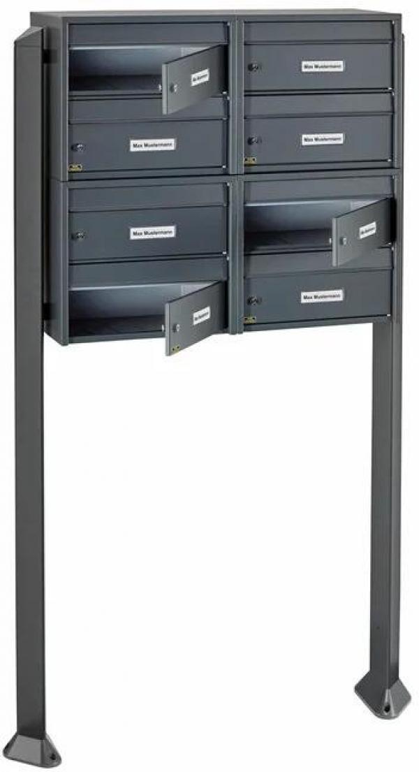 Burg Wächter 82124 ANT Dual-Front, 8 in 4x Briefkasten-Anlage, zum Einbetonieren, Stahl, anthrazit (82124)