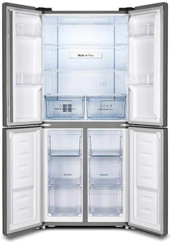 Hisense RQ515N4AC2 Multi Door Side-by-Side Kühl-/Gefrierkombination, 79,4 cm breit, 427 L, NoFrost, Multi Airflow-System, LED-Innenbeleuchtung, Edelstahl-Look