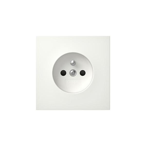 ARDEBO.de Gira 4485112 Steckdose mit Erdungsstift, 16A 250V~, Shutter, Flächenschalter, Reinweiß glänzend