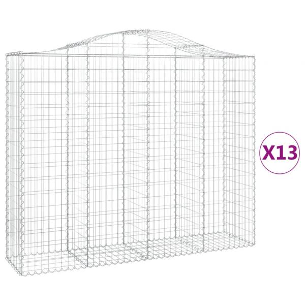 Gabionen mit Hochbogen 13Stk. 200x50x160/180cm Verzinktes Eisen