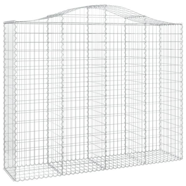 Gabionen mit Hochbogen 13Stk. 200x50x160/180cm Verzinktes Eisen