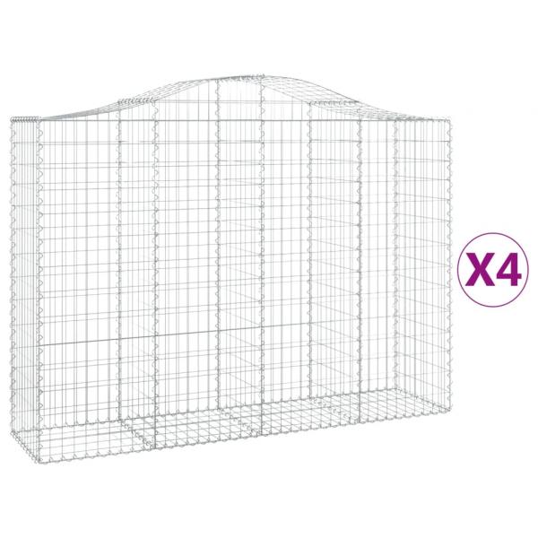 Gabionen mit Hochbogen 4 Stk. 200x50x140/160cm Verzinktes Eisen