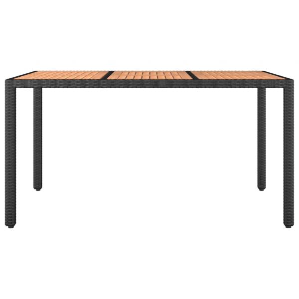Gartentisch mit Holzplatte Schwarz Poly Rattan & Akazienholz