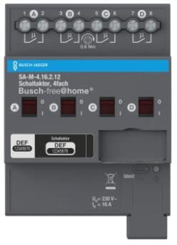 ARDEBO.de Busch Jaeger SA-M-4.16.2.12 Schaltaktor, 4fach 16 A, REG für Busch-free@home® (2CDG510025R0021)