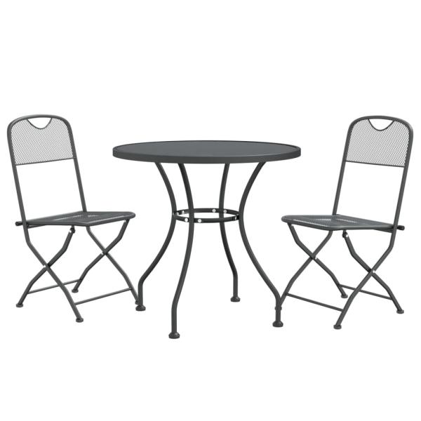 3-tlg. Garten-Essgruppe Streckmetall Anthrazit