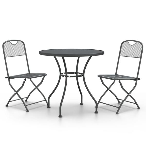 3-tlg. Garten-Essgruppe Streckmetall Anthrazit