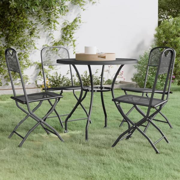 ARDEBO.de - 5-tlg. Garten-Essgruppe Streckmetall Anthrazit