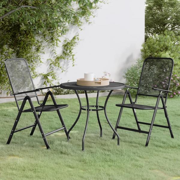 ARDEBO.de - 3-tlg. Garten-Essgruppe Streckmetall Anthrazit