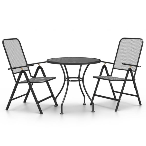 3-tlg. Garten-Essgruppe Streckmetall Anthrazit