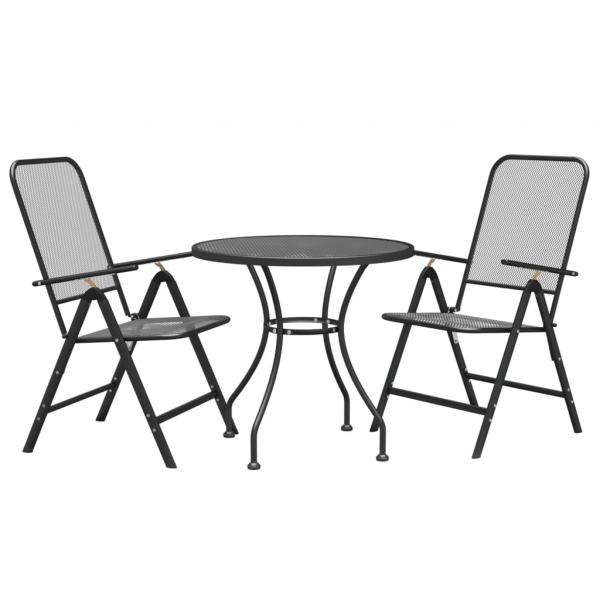 3-tlg. Garten-Essgruppe Streckmetall Anthrazit