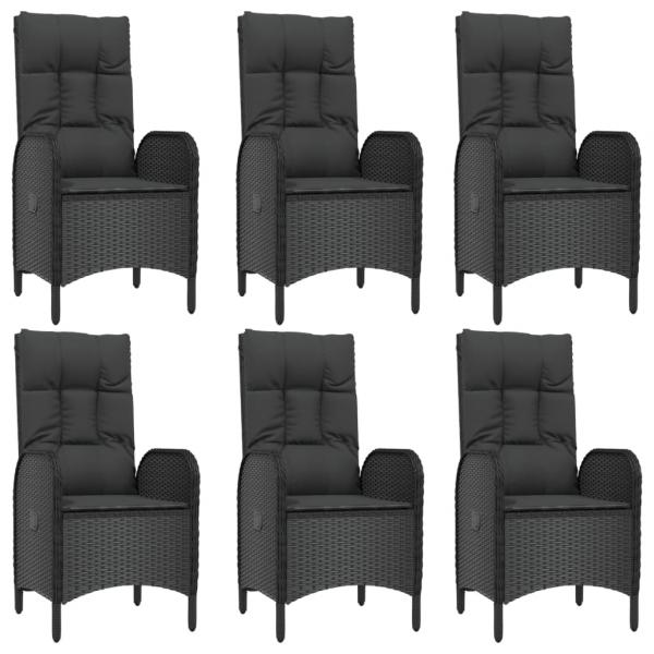9-tlg. Garten-Essgruppe mit Kissen Schwarz Poly Rattan