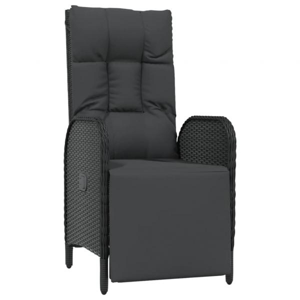 9-tlg. Garten-Essgruppe mit Kissen Schwarz Poly Rattan
