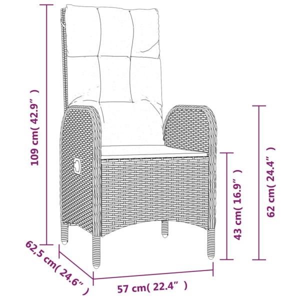 ARDEBO.de - 3-tlg. Garten-Essgruppe mit Kissen Schwarz und Grau Poly Rattan