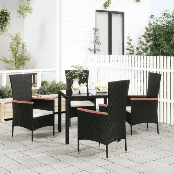 ARDEBO.de - Gartenstühle mit Kissen 4 Stk. Poly Rattan Schwarz