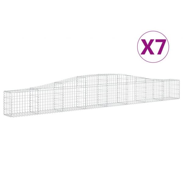 Gabionen mit Hochbogen 7 Stk. 400x30x40/60 cm Verzinktes Eisen
