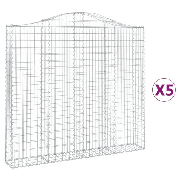 Gabionen mit Hochbogen 5 Stk. 200x30x180/200cm Verzinktes Eisen