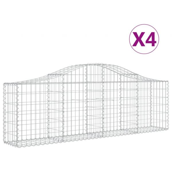 Gabionen mit Hochbogen 4 Stk. 200x30x60/80 cm Verzinktes Eisen