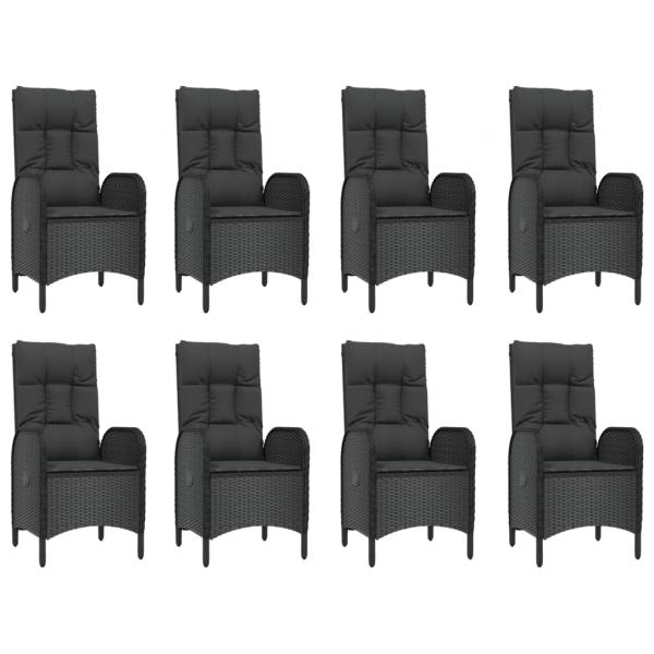 9-tlg. Garten-Essgruppe mit Kissen Schwarz Poly Rattan