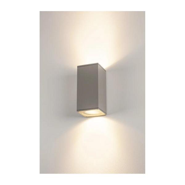 SLV BIG THEO, Outdoor Wandleuchte, QPAR111, IP44, eckig, up/down, max. 150W, silbergrau (229574)