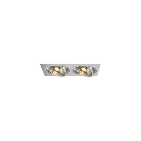 ARDEBO.de SLV NEW TRIA Einbauleuchte, zweiflammig, QPAR111, rechteckig, aluminium gebürstet, max. 150W, inkl. Clipfedern (111382)