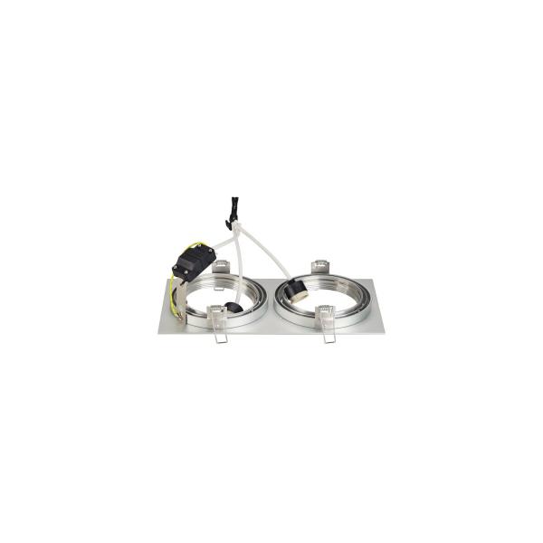 SLV NEW TRIA Einbauleuchte, zweiflammig, QPAR111, rechteckig, aluminium gebürstet, max. 150W, inkl. Clipfedern (111382)